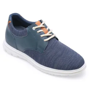 7CM / 2.76 Inches CMR CHAMARIPA Men's Elevator Shoes Navy Knit Casual Shoes