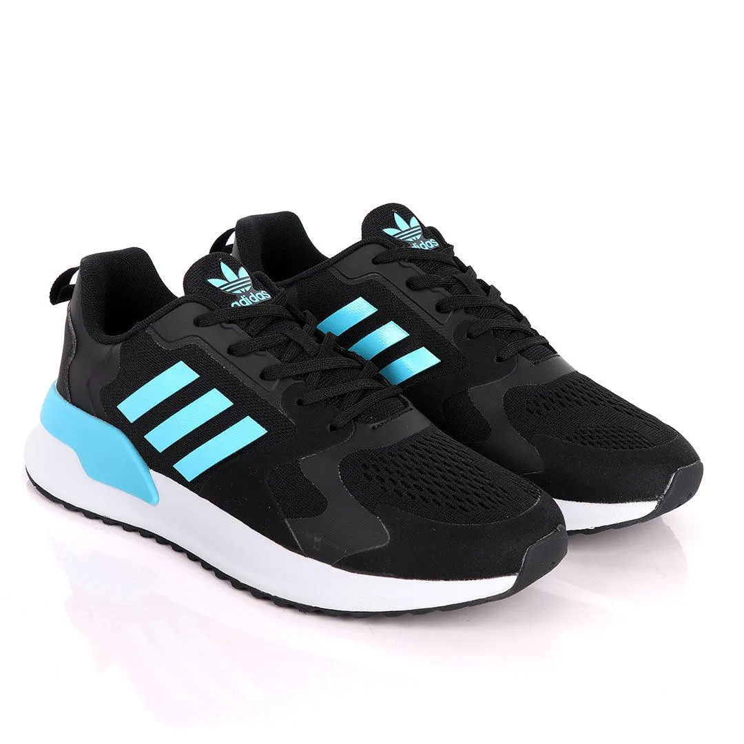 AD X_PLR Brand 3 SkyBlue Stripes Black Sneakers