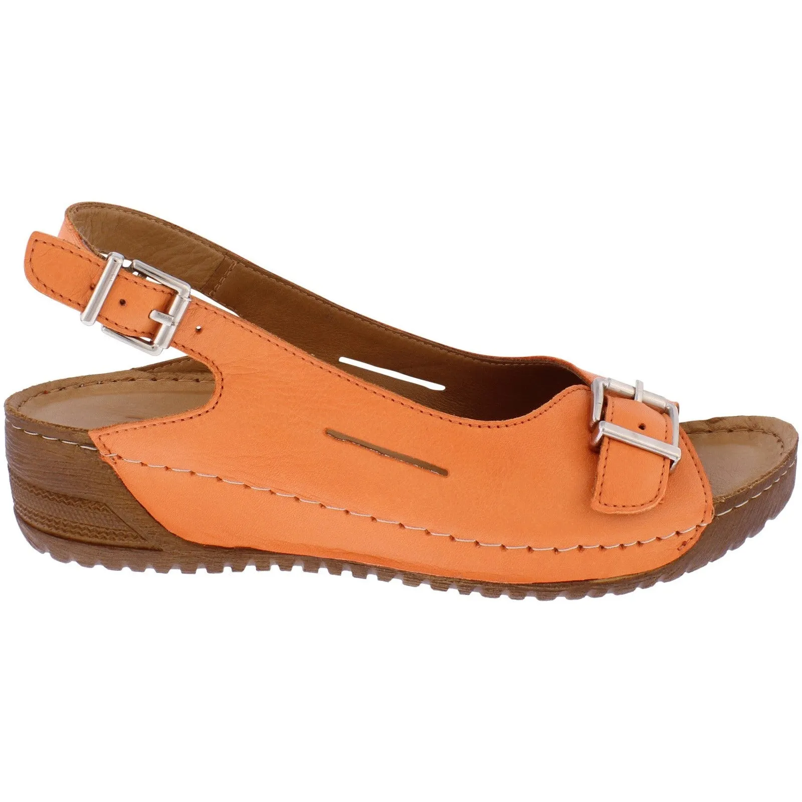 Adesso A7234 Honey Ladies Tangerine Leather Buckle Sandals