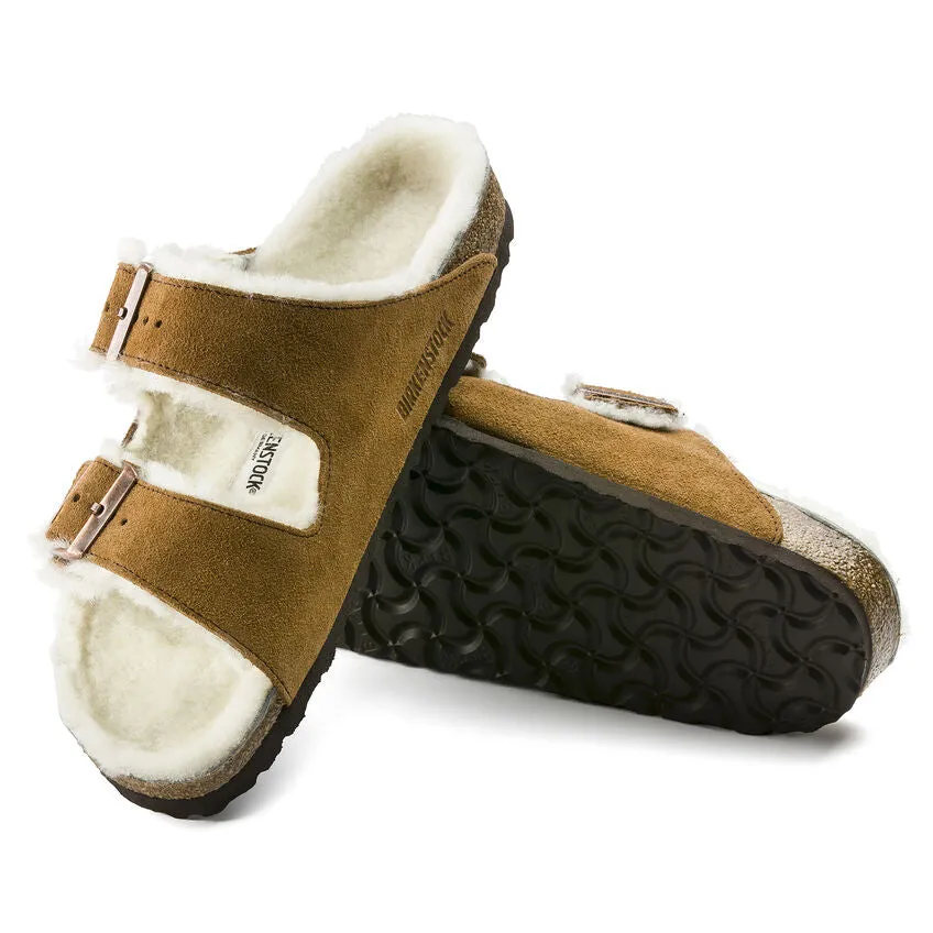 Birkenstock Arizona Shearling Suede Leather Sandal - Mink 1001128