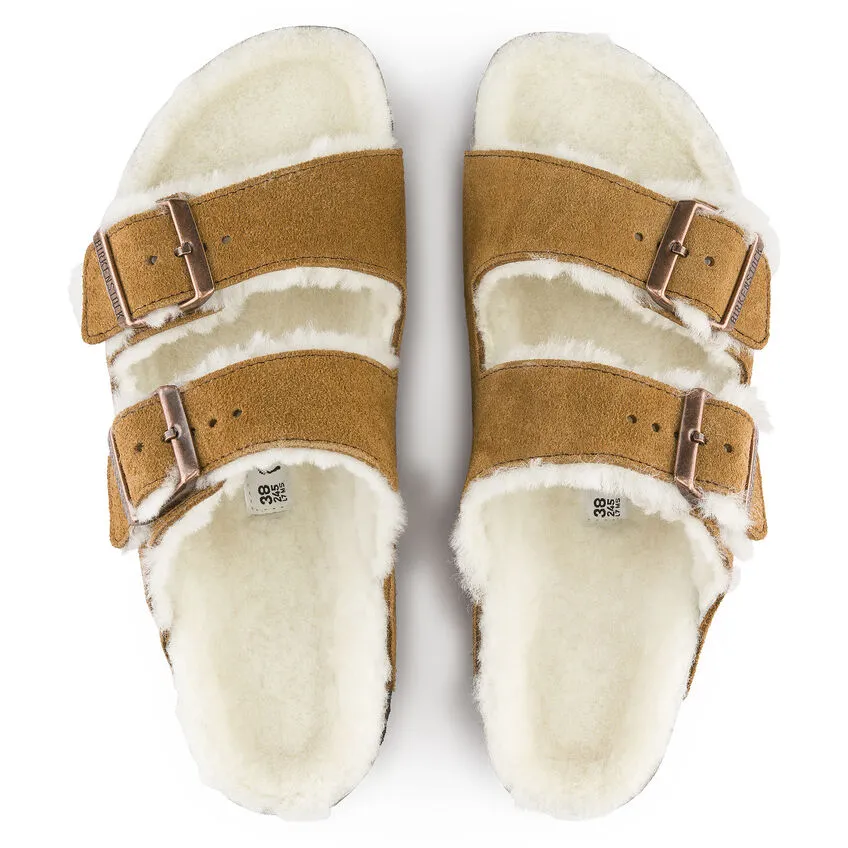 Birkenstock Arizona Shearling Suede Leather Sandal - Mink 1001128