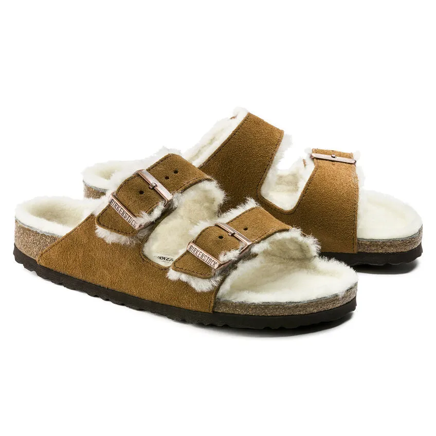 Birkenstock Arizona Shearling Suede Leather Sandal - Mink 1001128