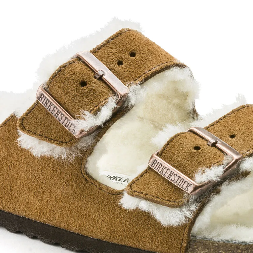 Birkenstock Arizona Shearling Suede Leather Sandal - Mink 1001128