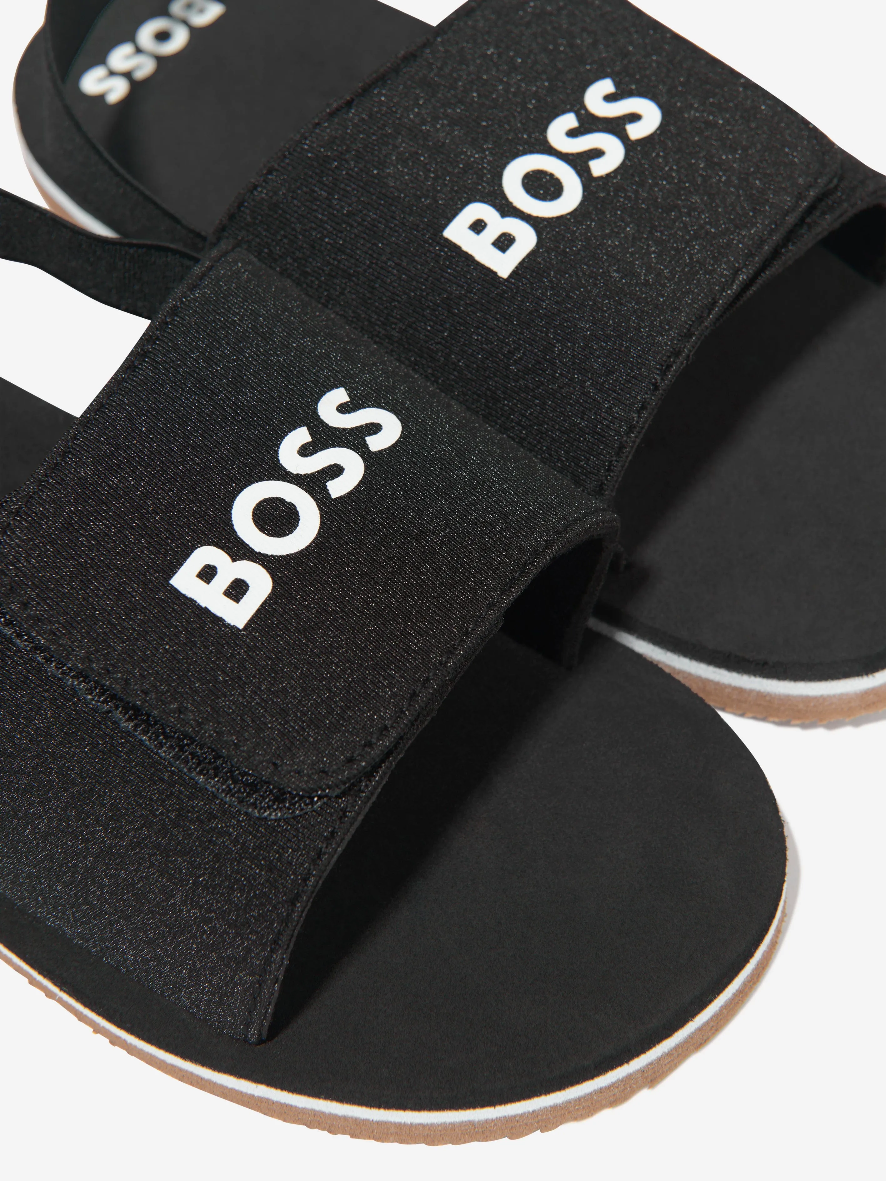 BOSS Boys Logo Sandals In Black