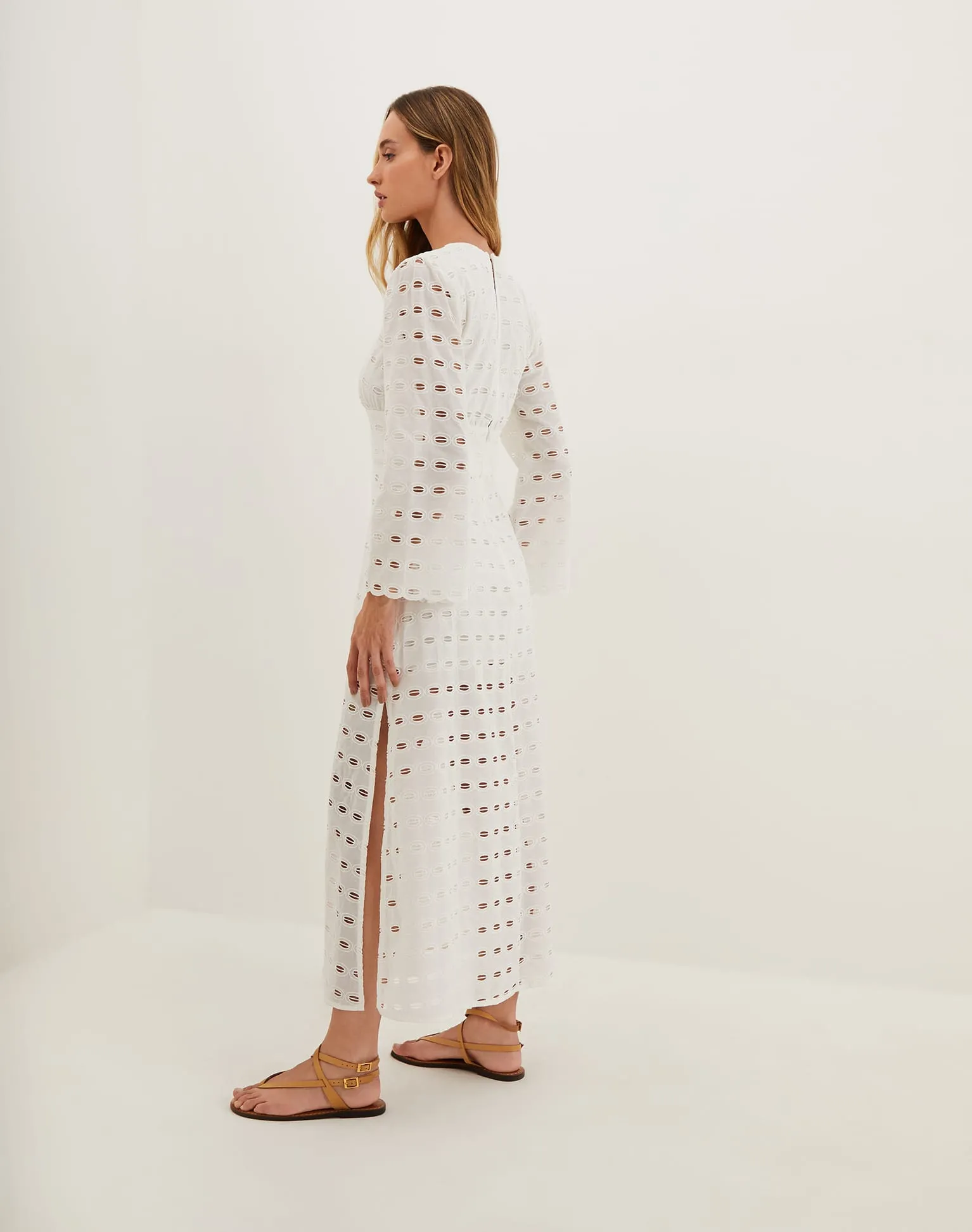 Eyelet Raya Long Dress - Off White