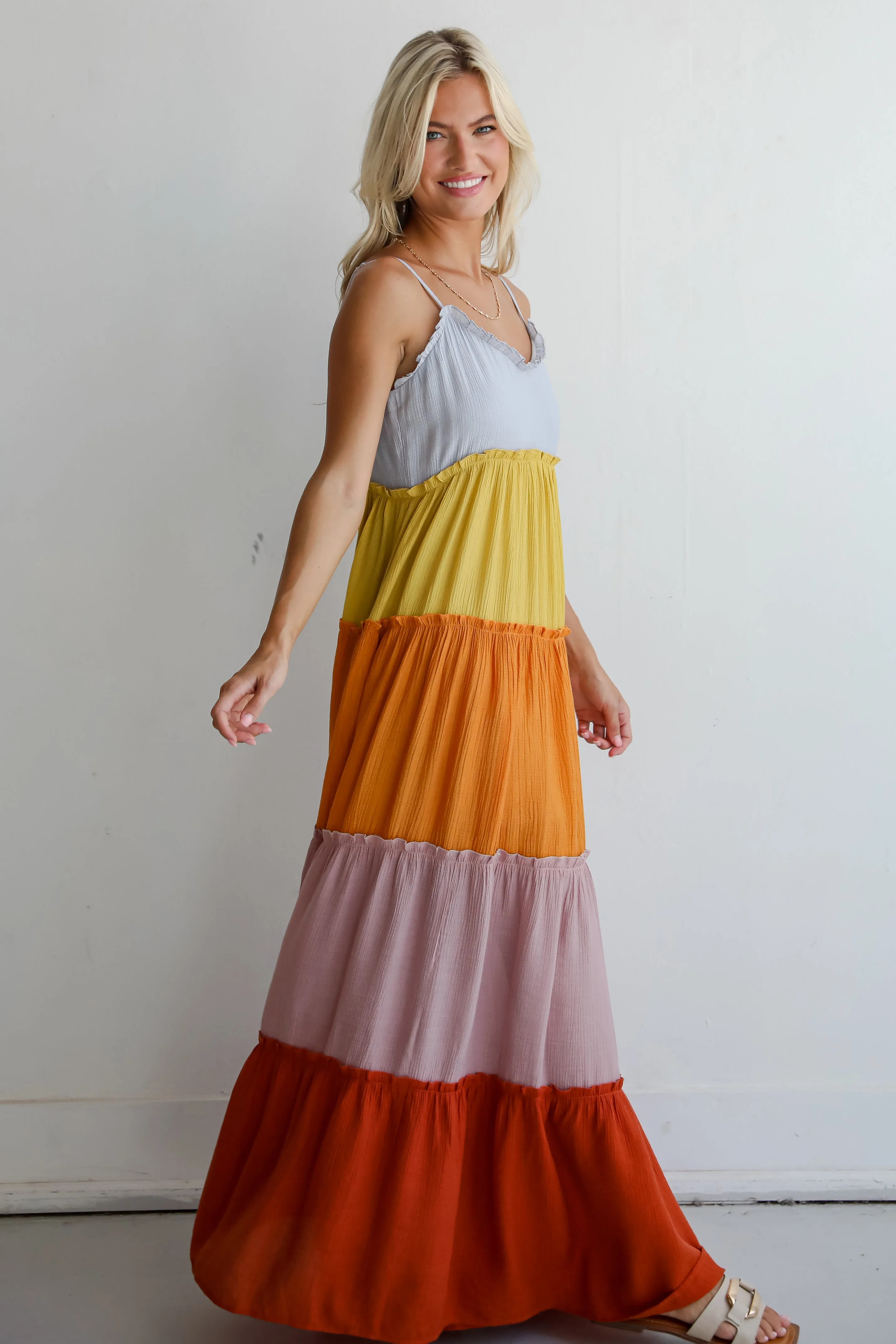 FINAL SALE - Compelling Aesthetic Color Block Maxi Dress