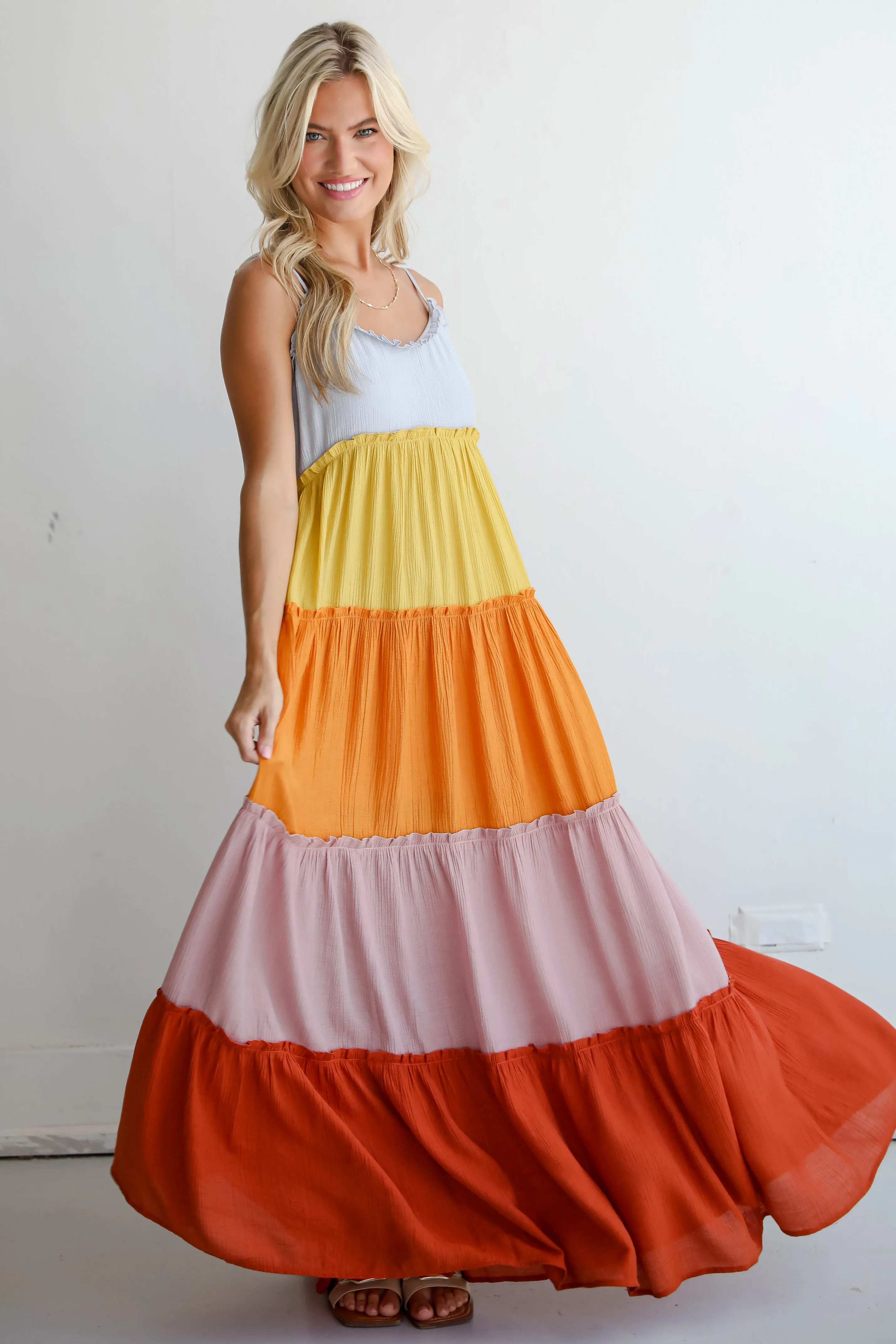 FINAL SALE - Compelling Aesthetic Color Block Maxi Dress