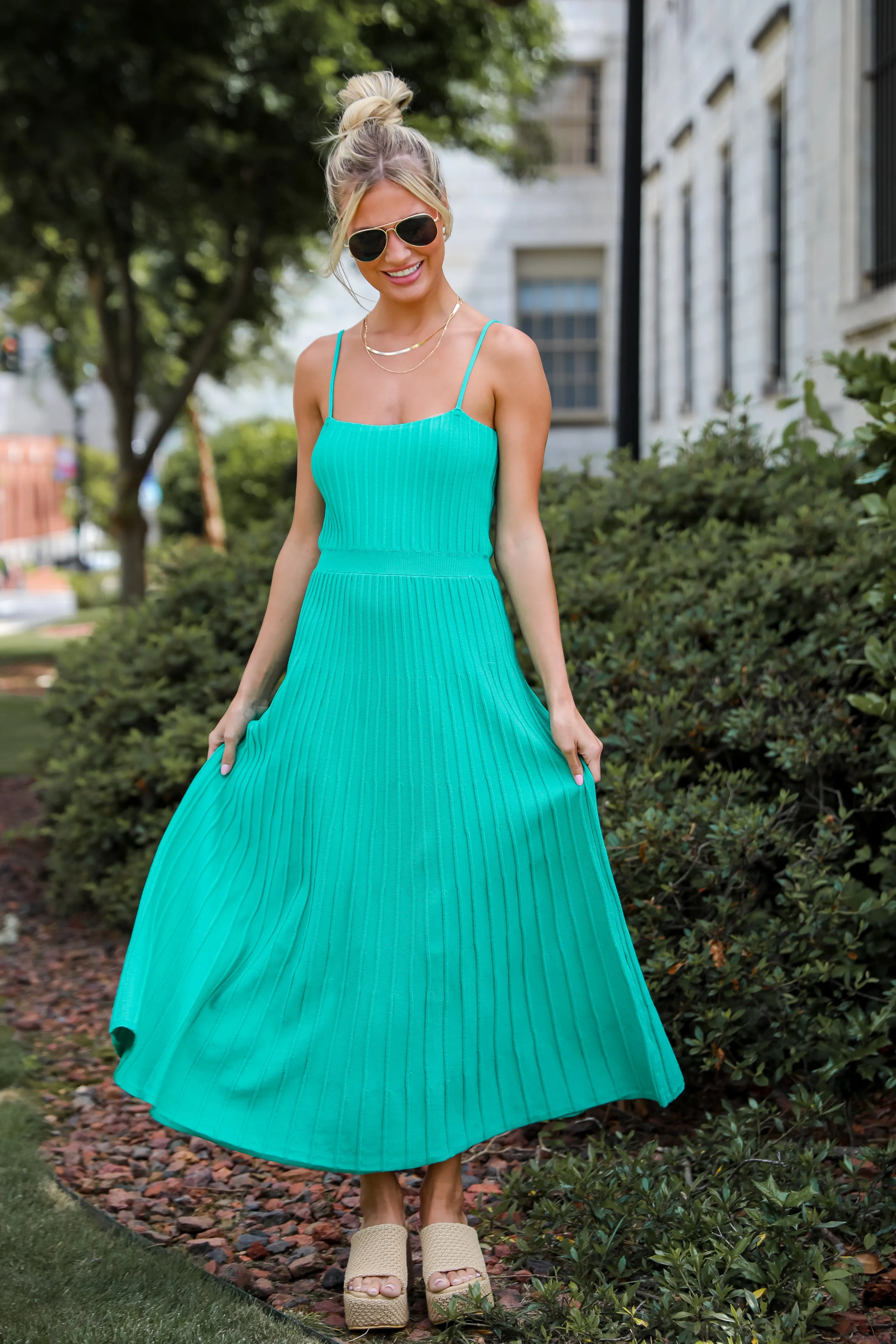 FINAL SALE - Lasting Sweetness Green Knit Maxi Dress