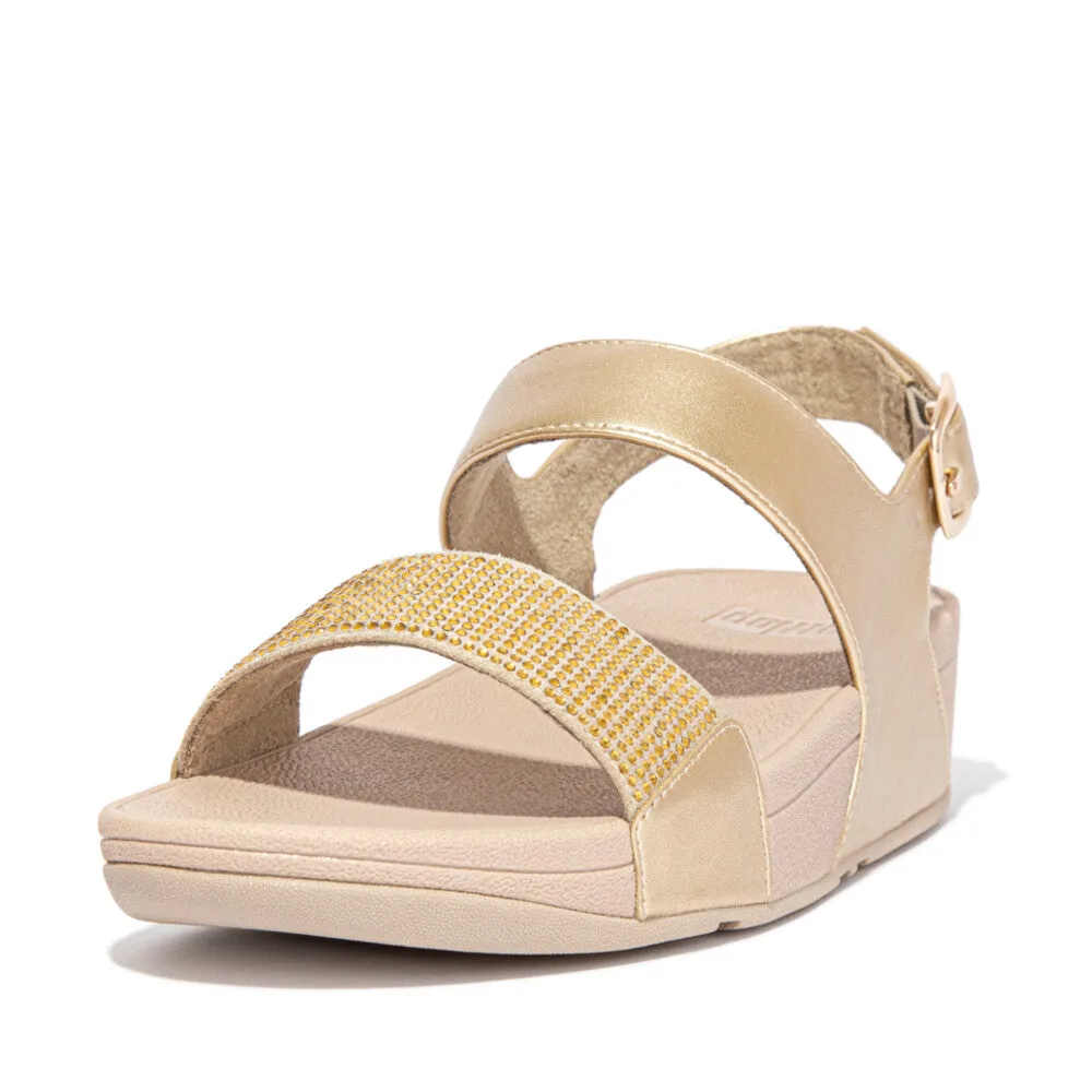 FitFlop Lulu Crystal Embellished Back-Strap Sandals Gold