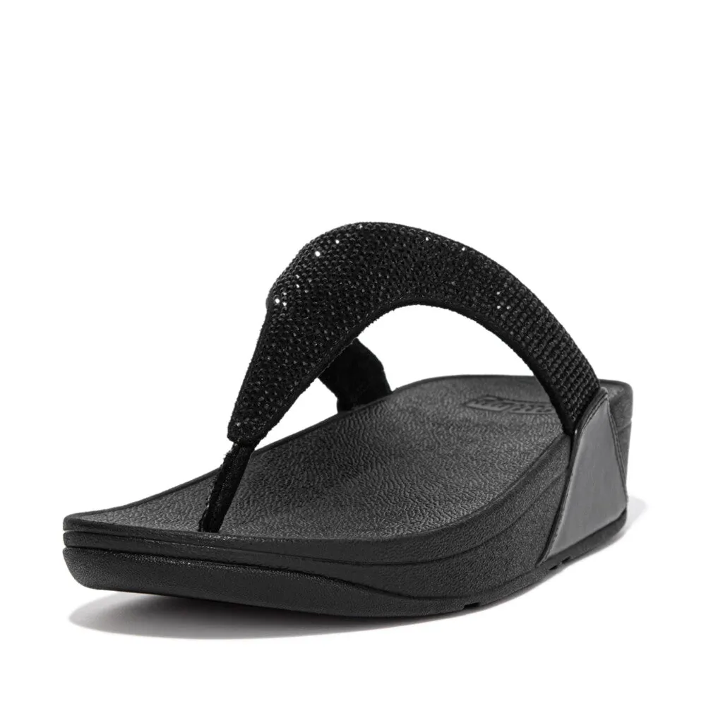 FitFlop Lulu Crystal Embellished Toe Post Black