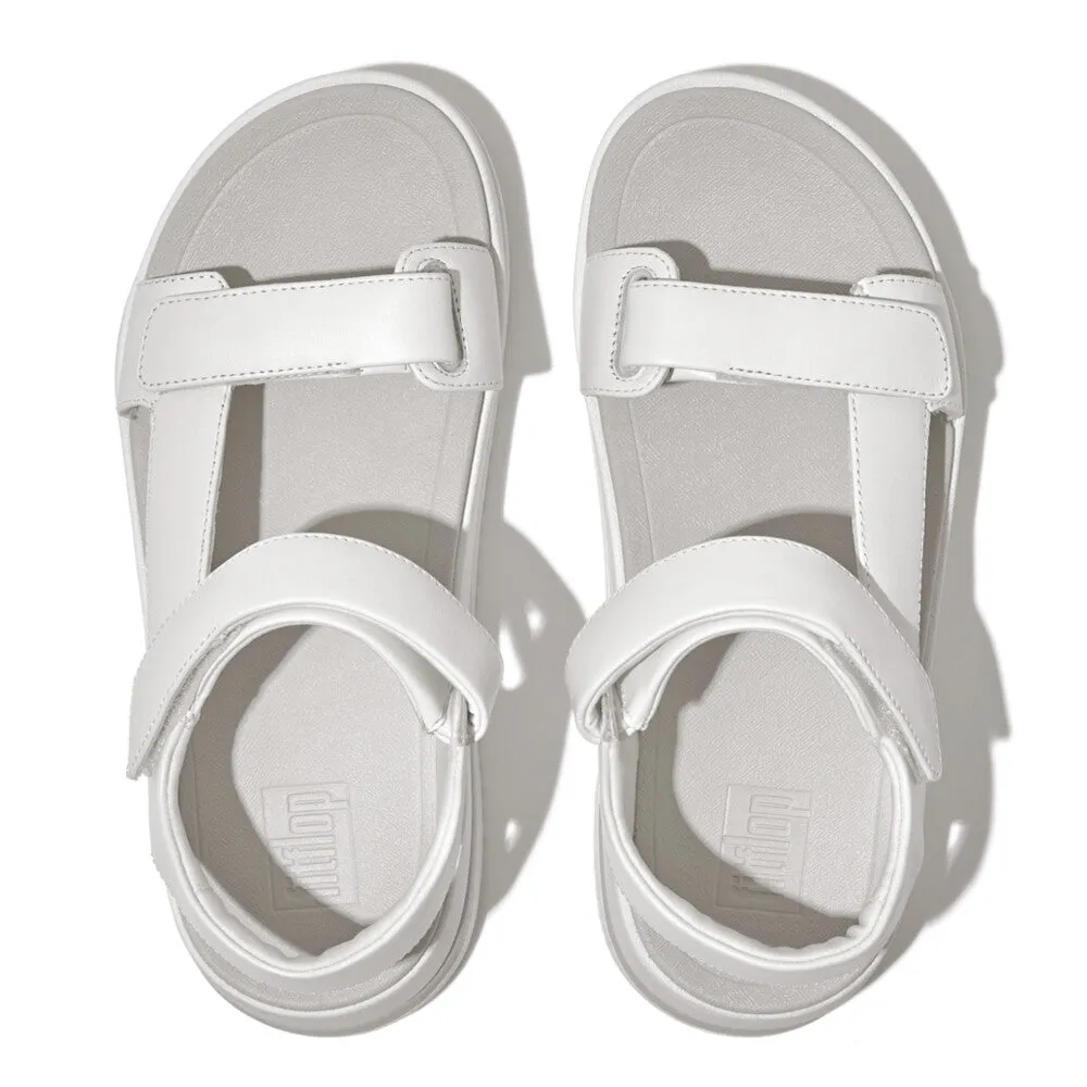 FitFlop Surfer Adjustable Leather Back-Strap Sandals White