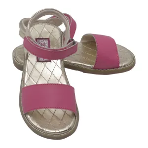 Girls Fuchsia Open Toe Strap Leather Sandals 11-4 Kids