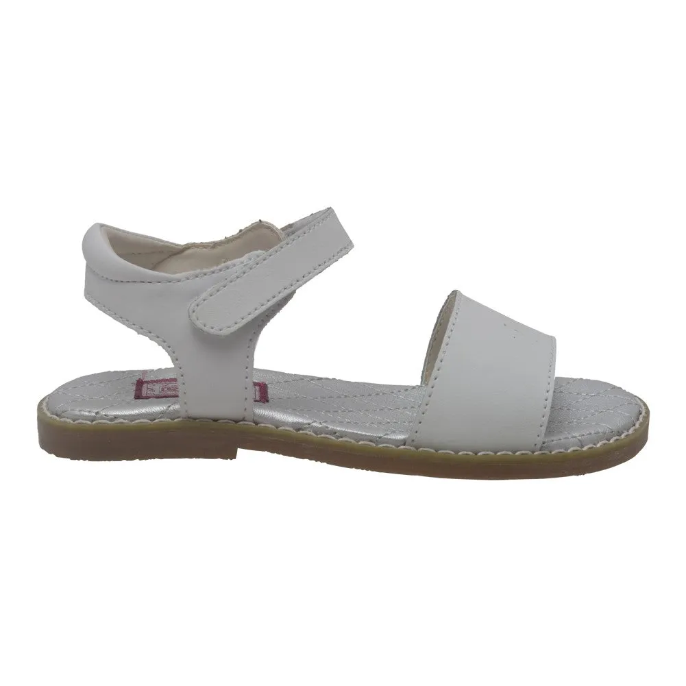 Girls White Open Toe Strap Leather Sandals 11-4 Kids