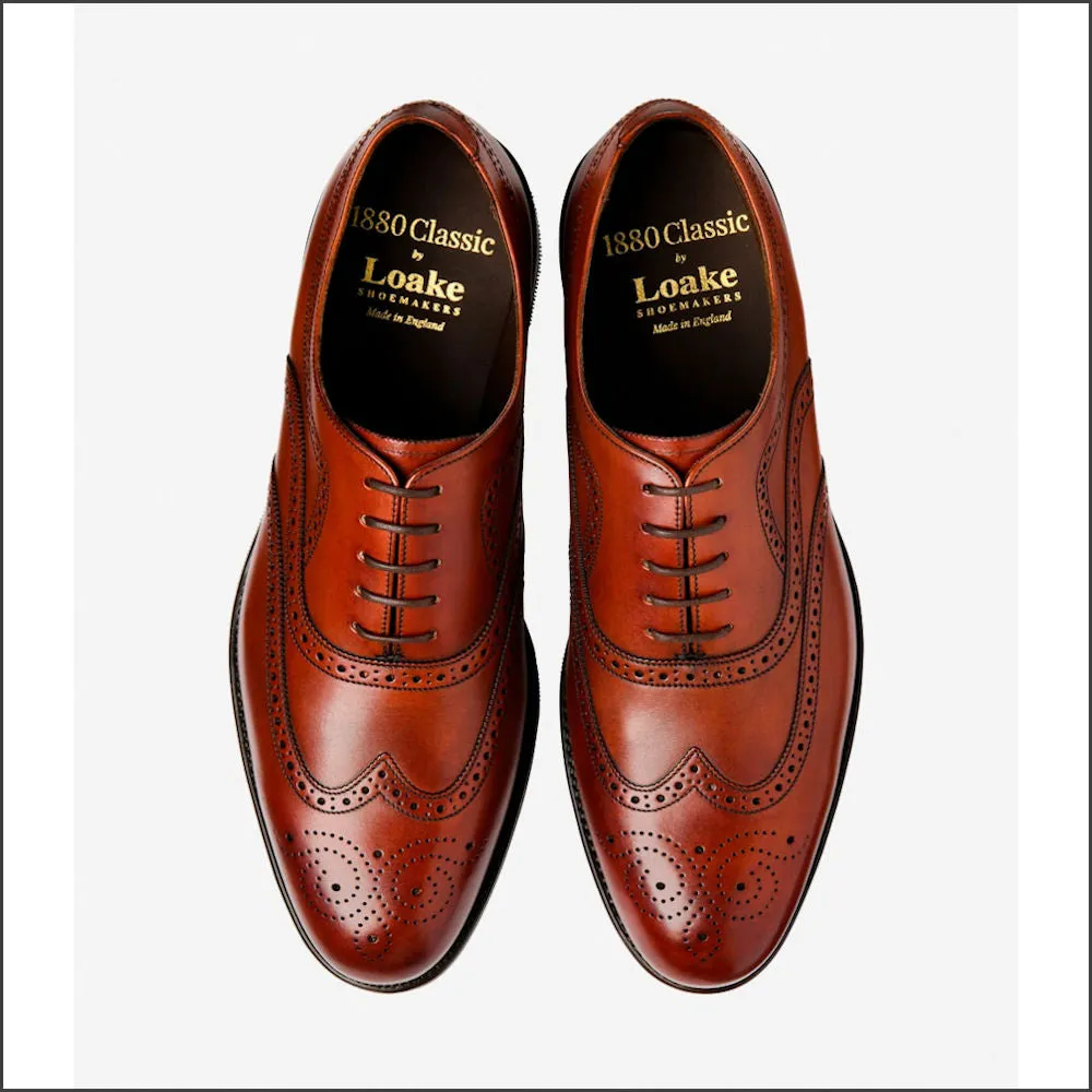 Loake Castlegate Seared Mahogany premium Calf Leather brogue F Fit-