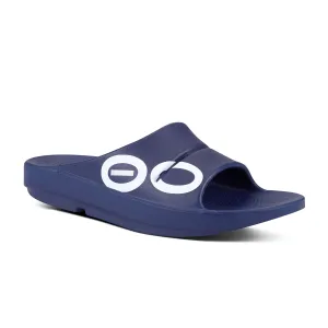 Men's Oofos OOahh Sport Slide Sandal Color: Navy