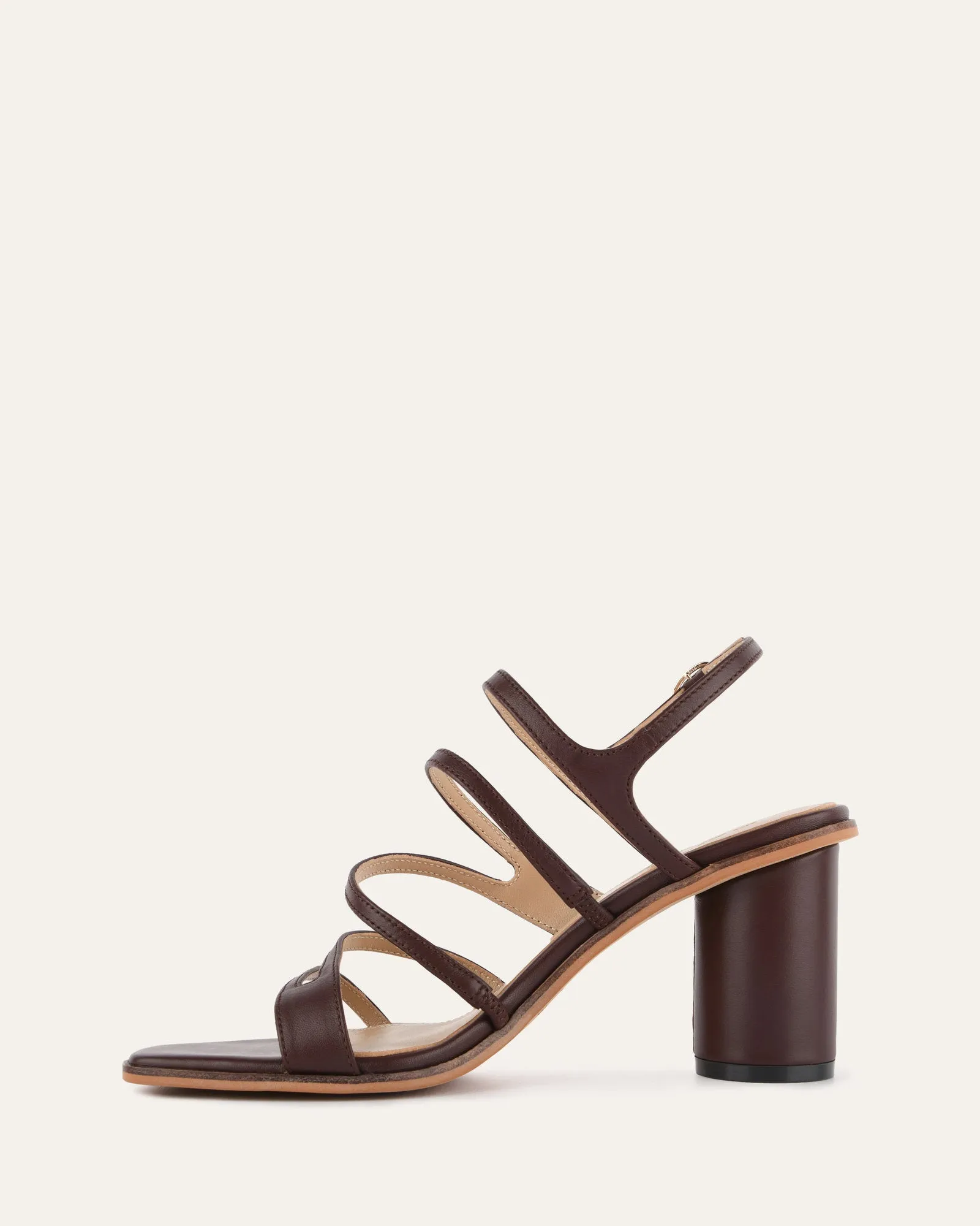 NOBU HIGH HEEL SANDALS COCOA BROWN LEATHER