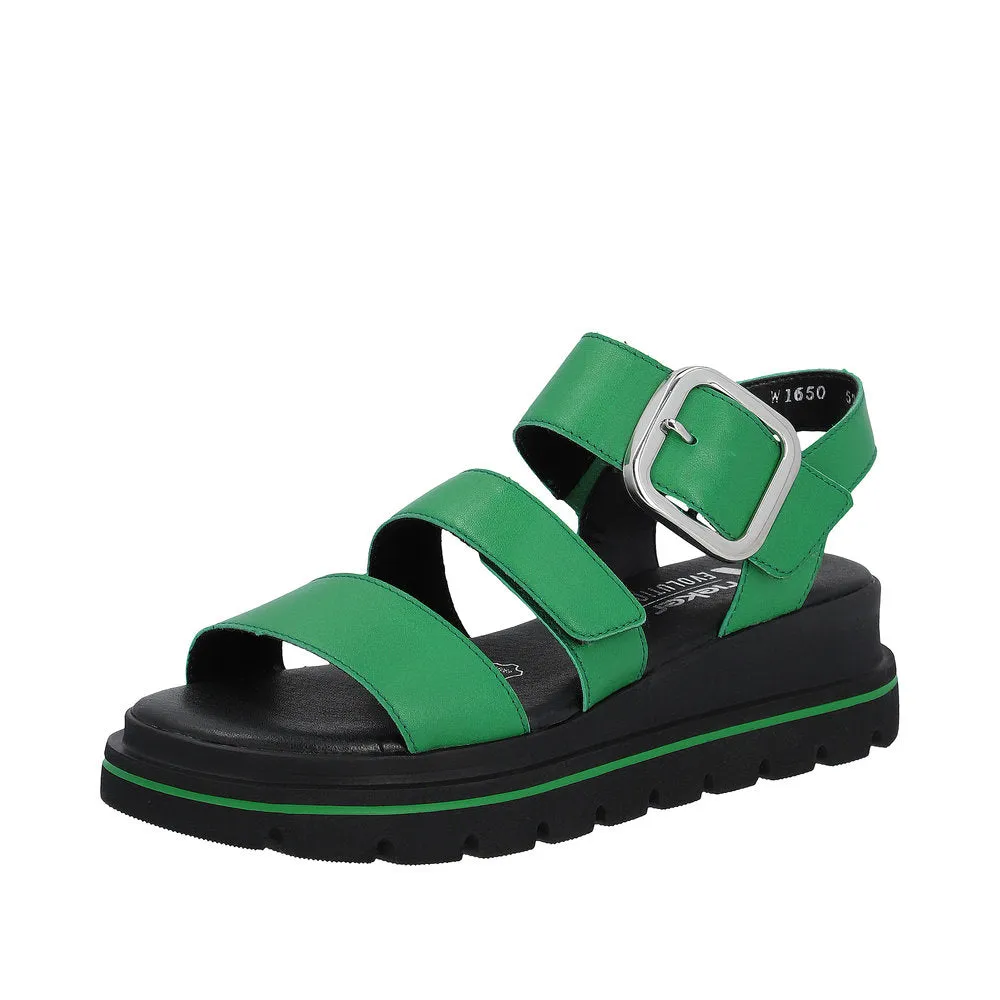 Rieker W1650-52 Ladies Green Leather Touch Fastening Sandals