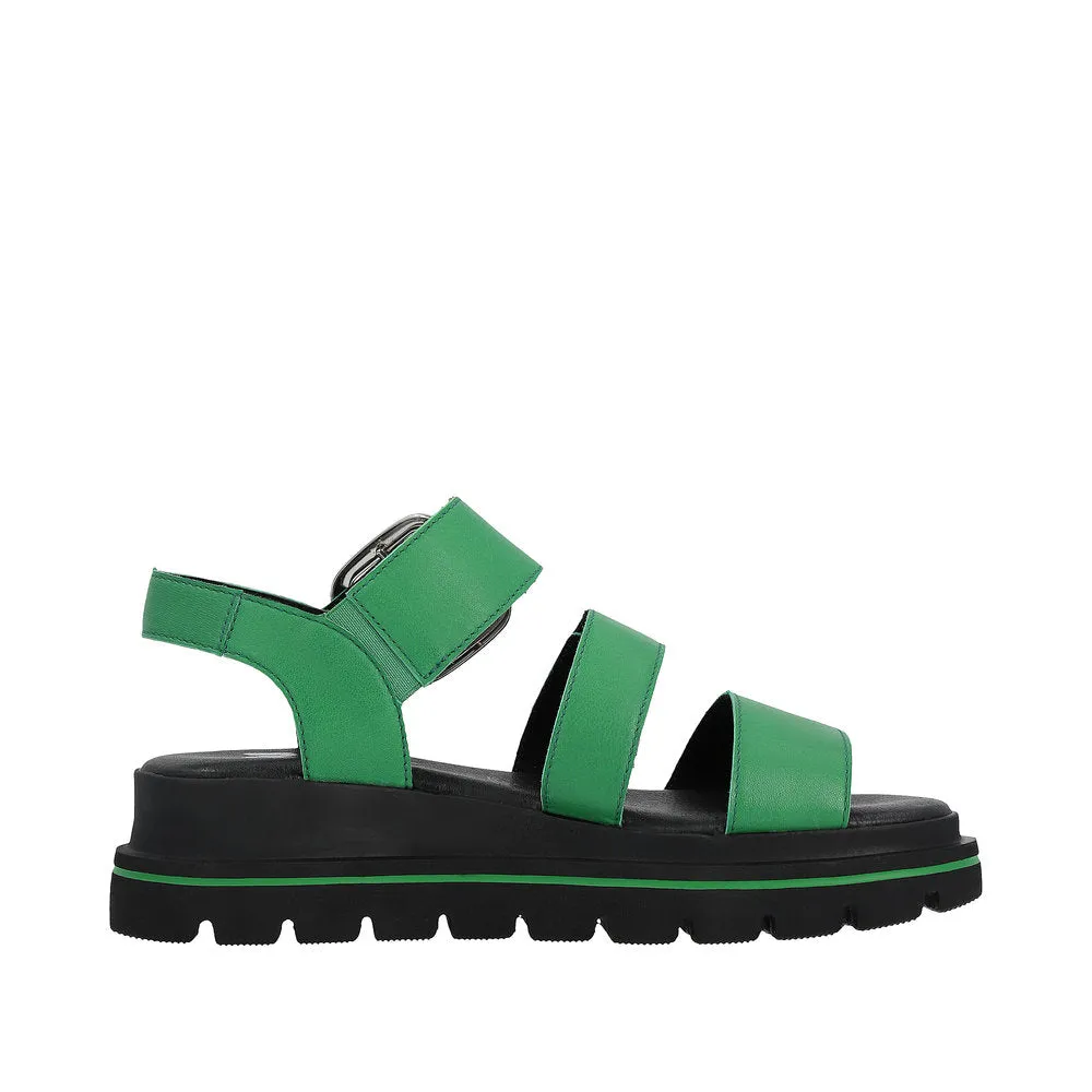 Rieker W1650-52 Ladies Green Leather Touch Fastening Sandals