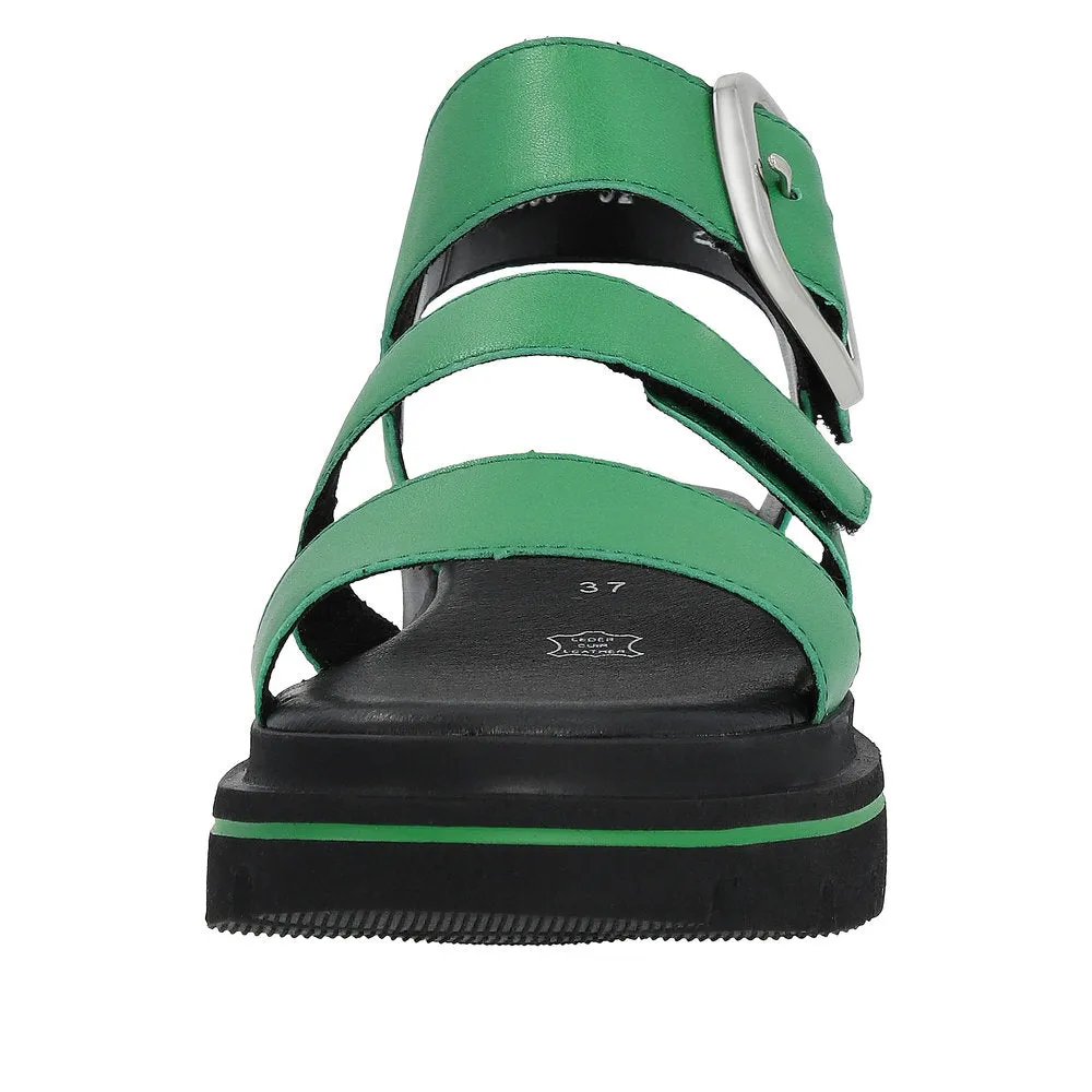 Rieker W1650-52 Ladies Green Leather Touch Fastening Sandals