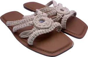 Simply Be Beige Macrame Sandals UK 7