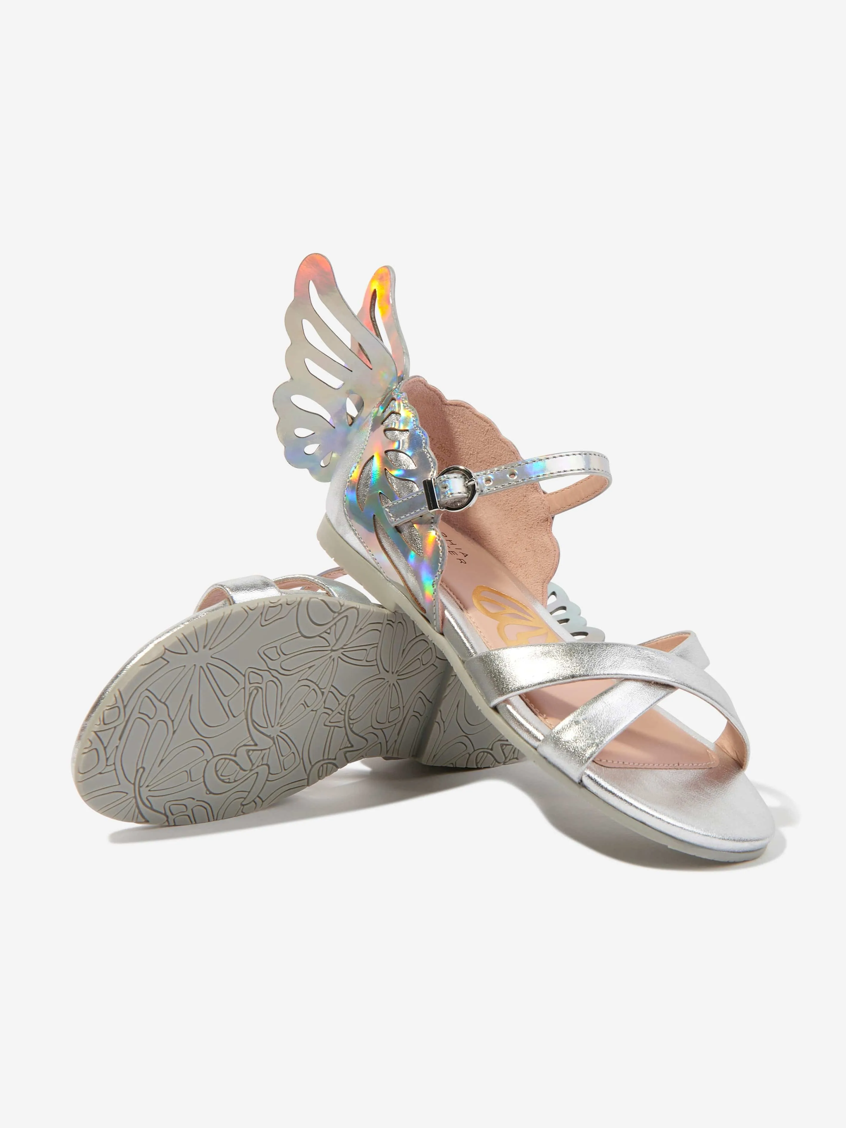 Sophia Webster Girls Leather Heavenly Sandals in Silver