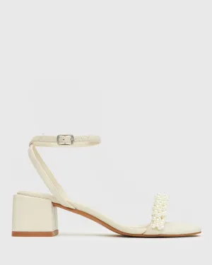 STAR Pearl Trim Low Heel Sandals