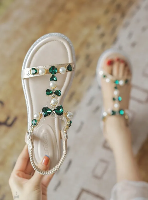 Uniwim Summer beach by the seaside sandals Rhinestone Leisure Beach Sandals