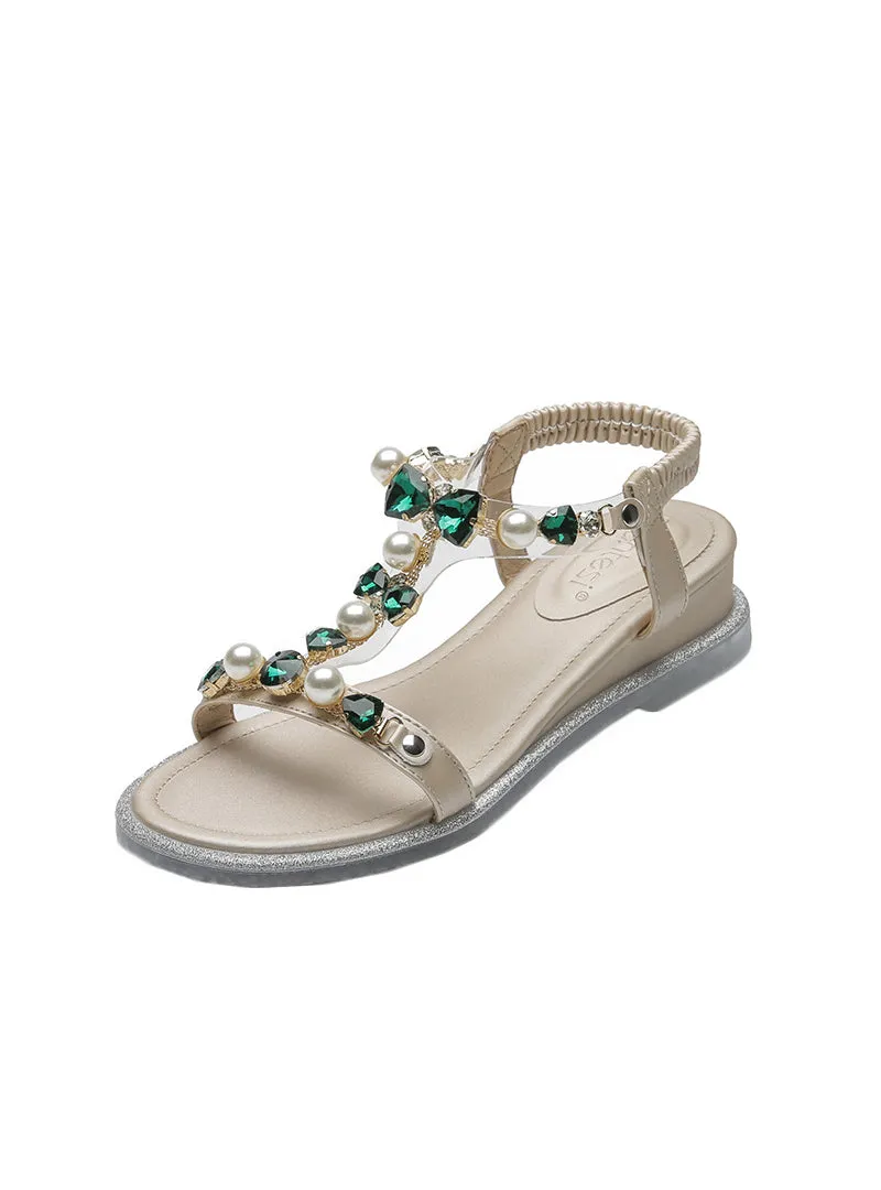 Uniwim Summer beach by the seaside sandals Rhinestone Leisure Beach Sandals