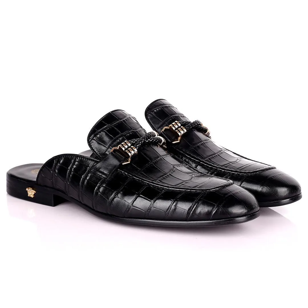 Vers Royalty Designed Black Croc Leather Shoe